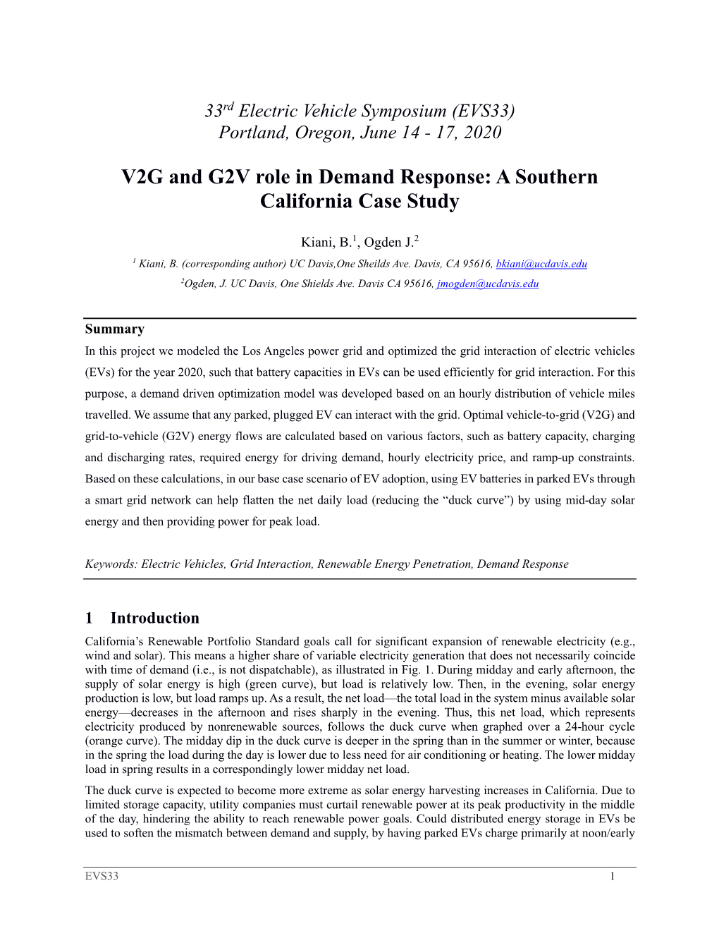 V2G and G2V Role in Demand Response: a Southern California Case Study