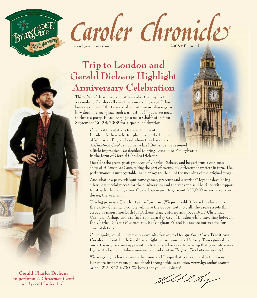 Trip to London and Gerald Dickens Highlight Anniversary Celebration