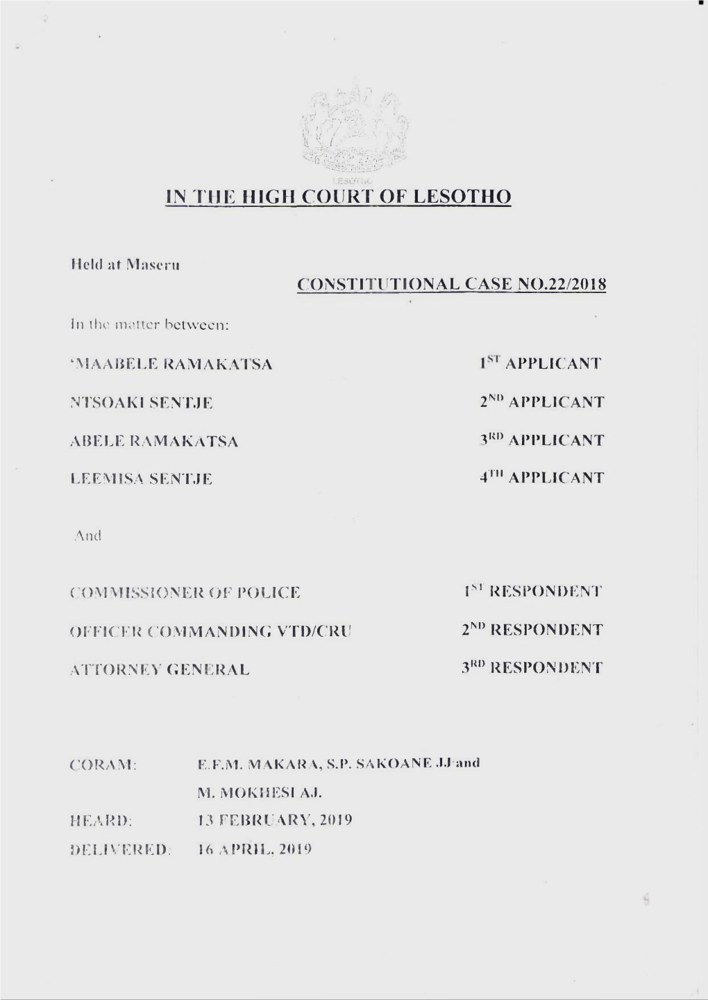 In the High Court of Lesotho