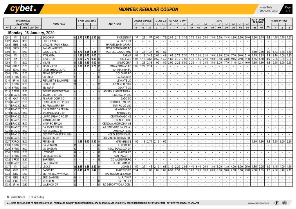 Midweek Regular Coupon 04/01/2020 09:03 1 / 3