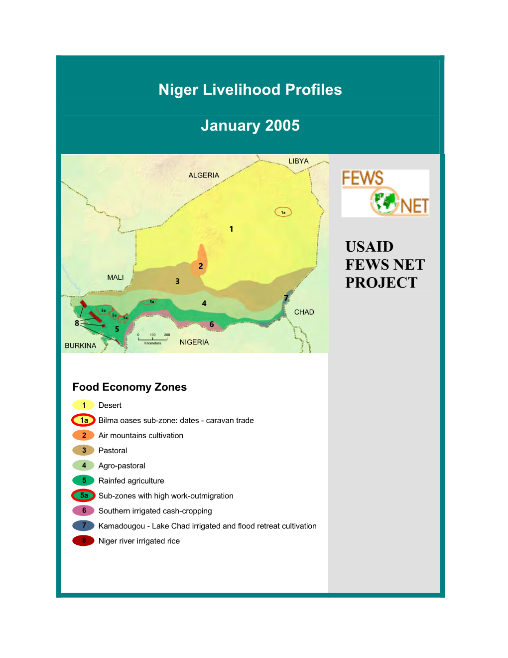 Niger Livelihood Profiles January 2005 USAID FEWS NET PROJECT