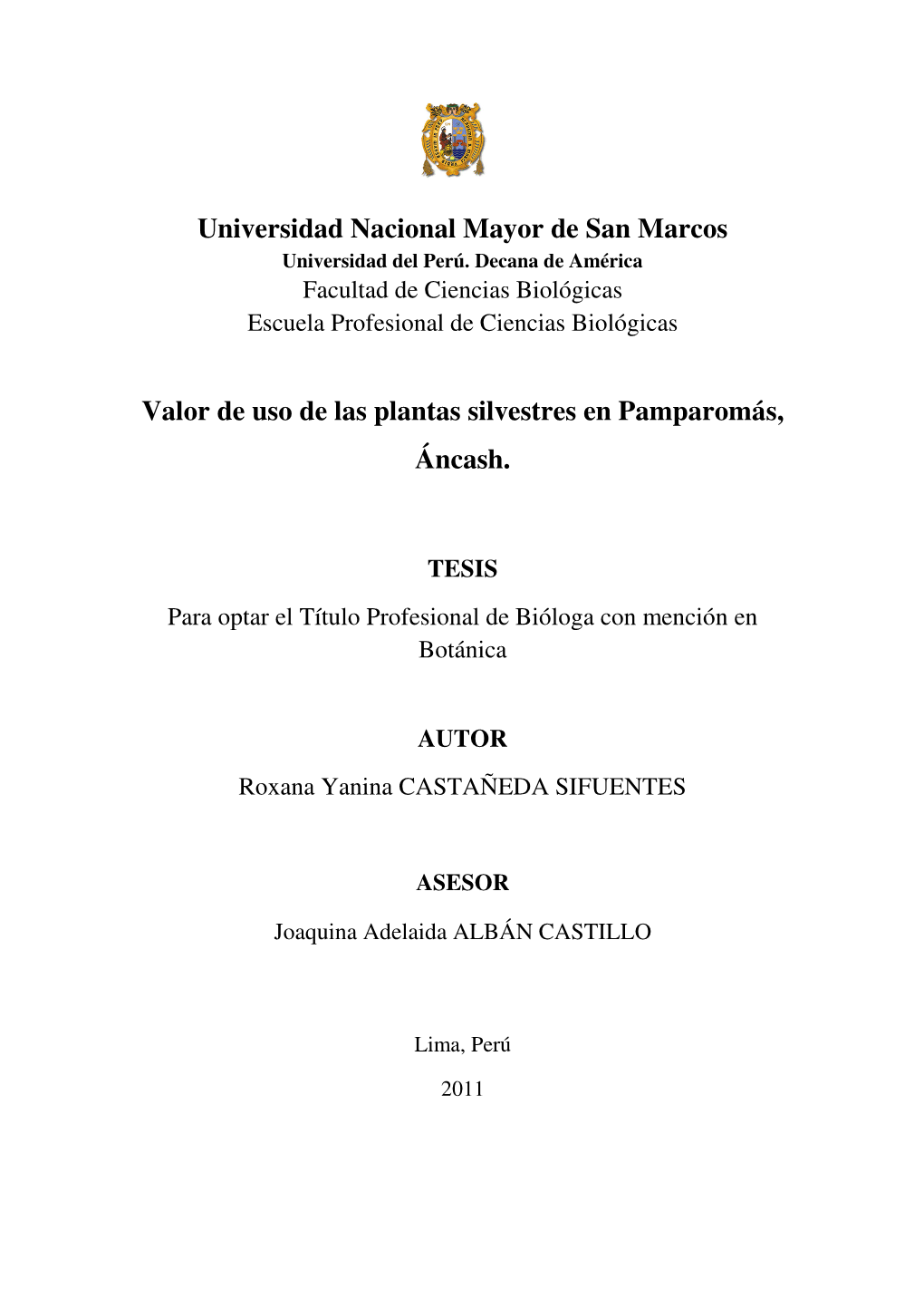 Universidad Nacional Mayor De San Marcos Valor De Uso