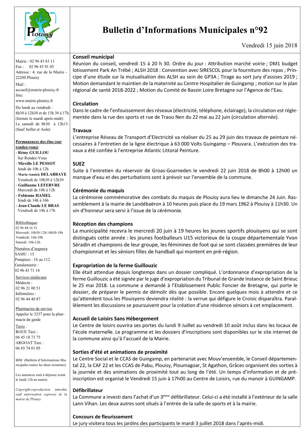 Bulletin D'informations Municipales N°92