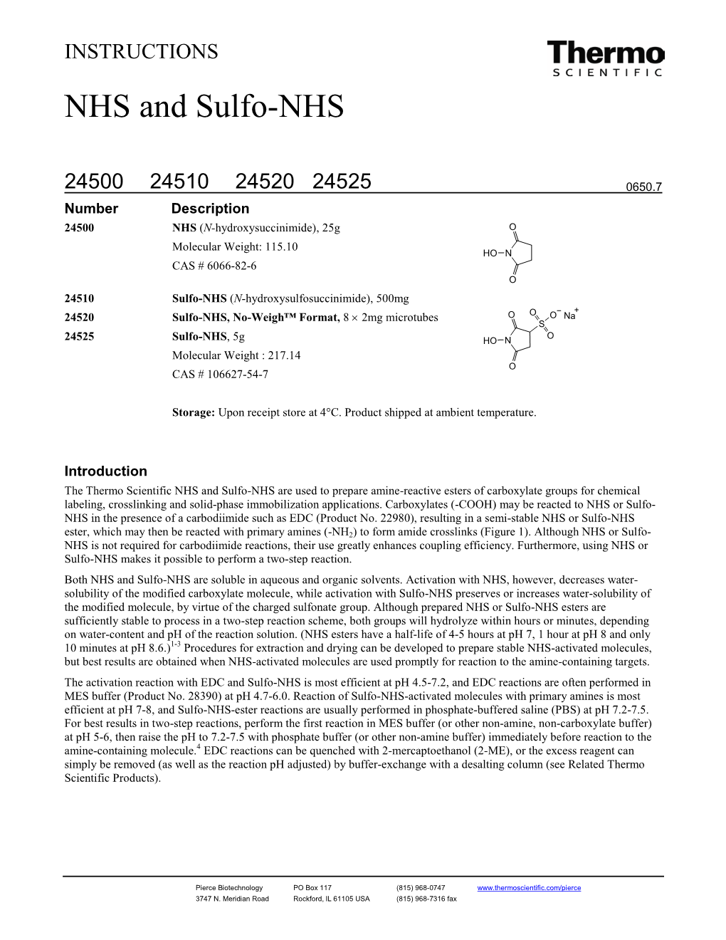 NHS and Sulfo-NHS