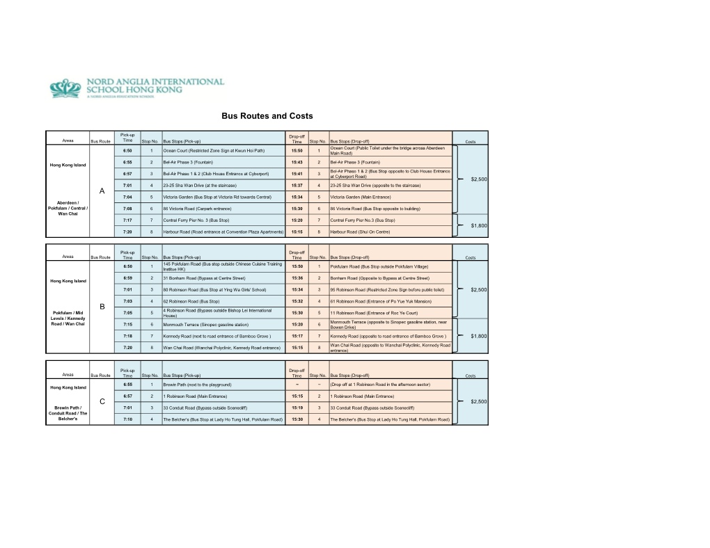 Bus Routes and Costs