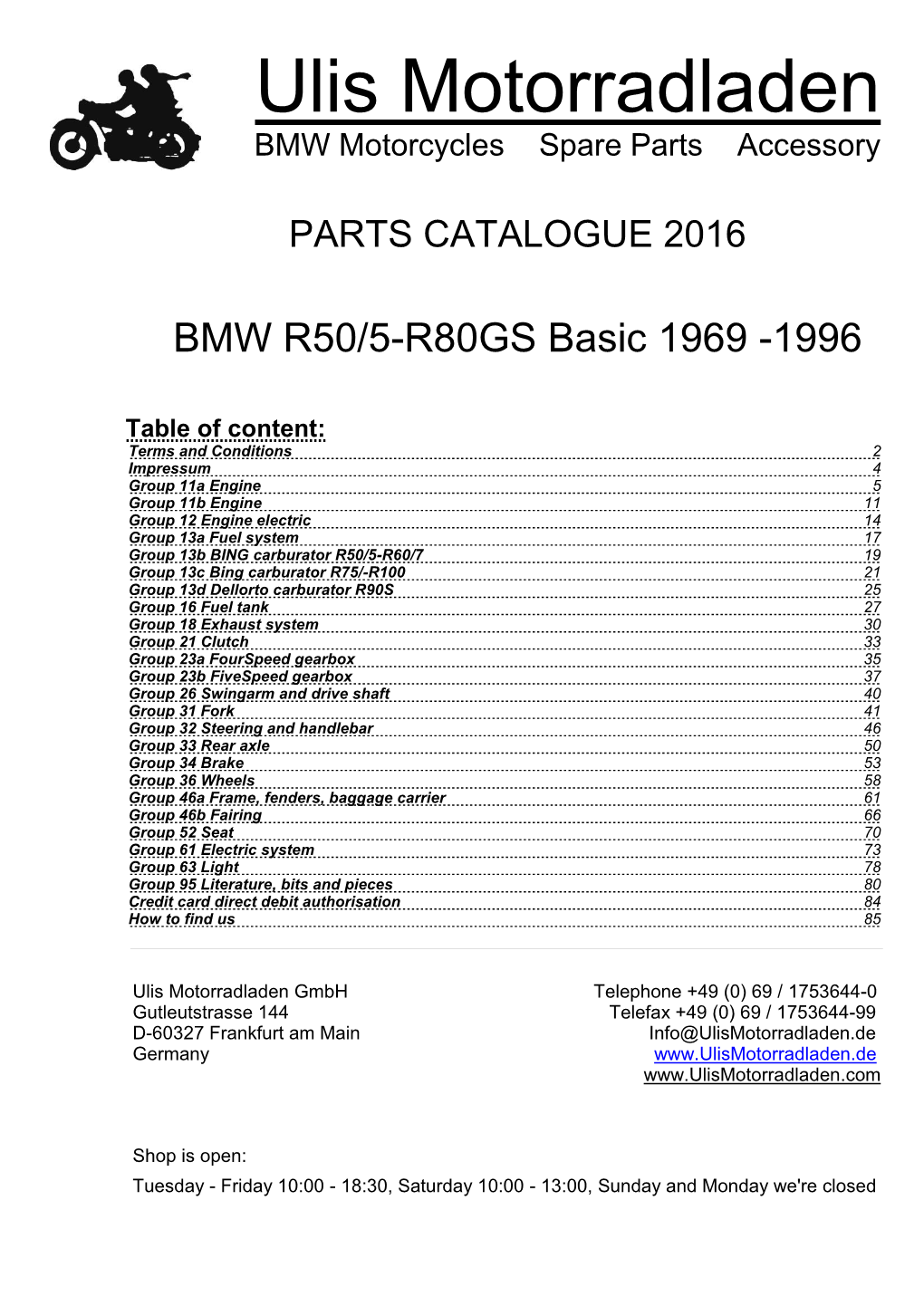 Parts Catalogue BMW R50/5-R80GS Basic