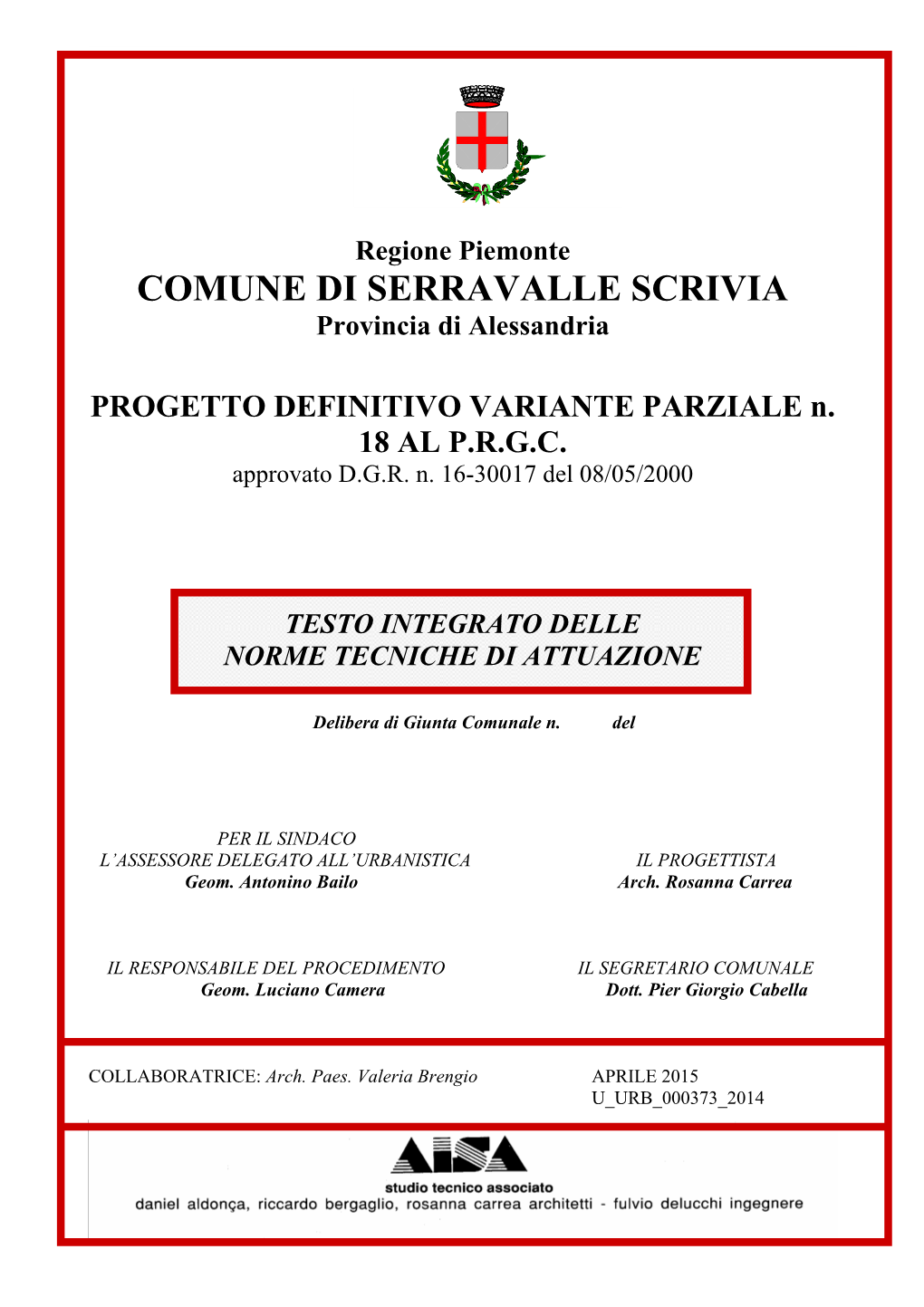 COMUNE DI SERRAVALLE SCRIVIA Provincia Di Alessandria