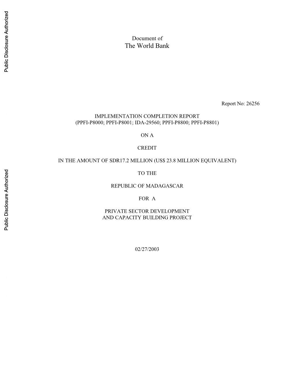 World Bank Document