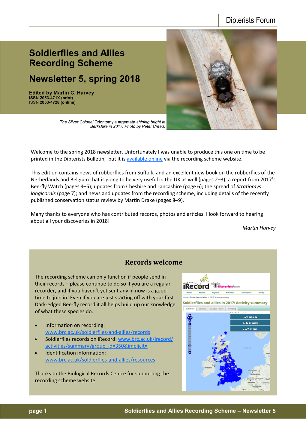 Soldierflies and Allies Recording Scheme Newsletter 5, Spring 2018