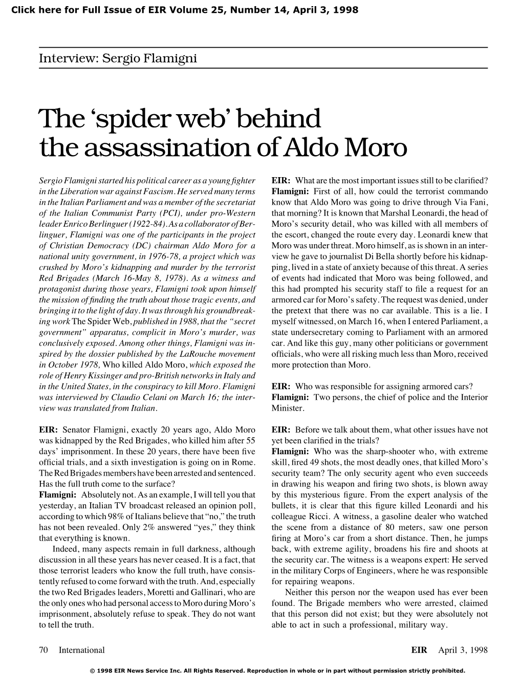 The 'Spider Web' Behind the Assassination of Aldo Moro