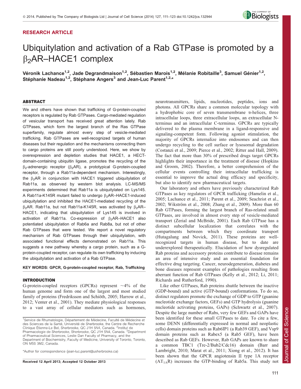 Ubiquitylation and Activation of a Rab Gtpase Is Promoted by a B2ar