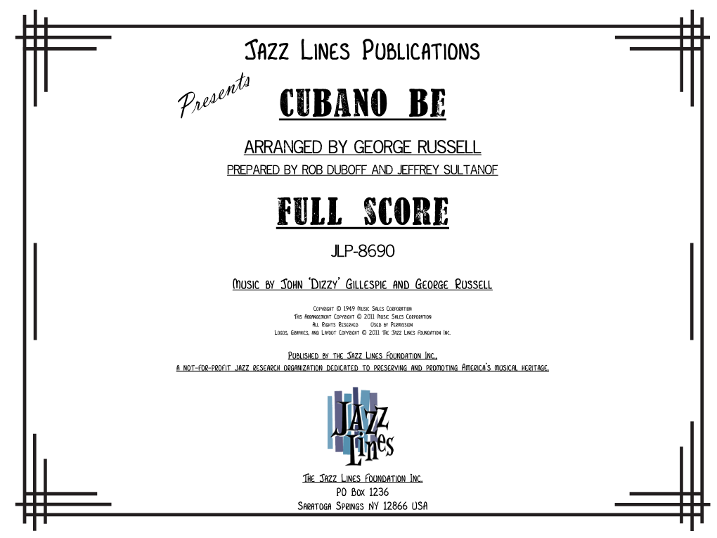 Cubano Be Full Score