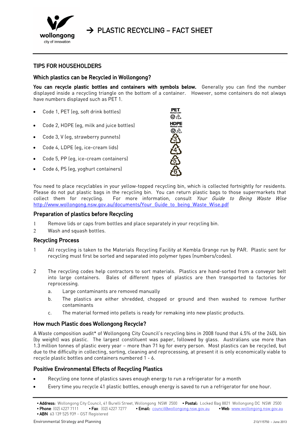 Plastic Recycling – Fact Sheet