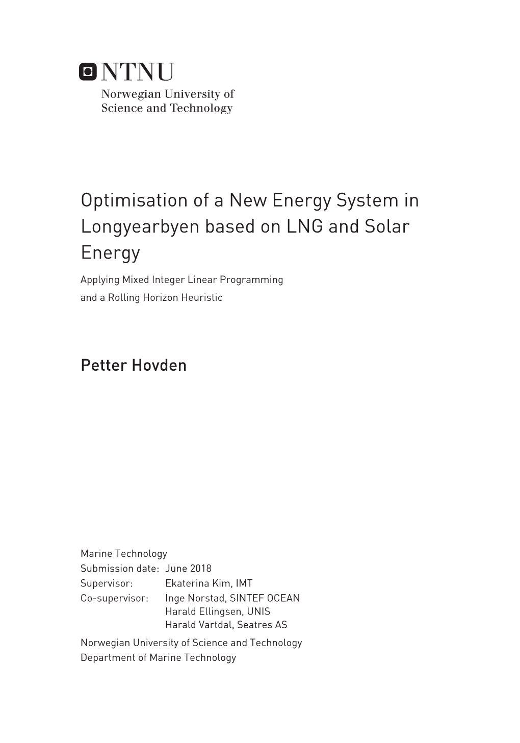 Optimisation of a New Energy System in Longyearbyen Based on LNG and Solar Energy