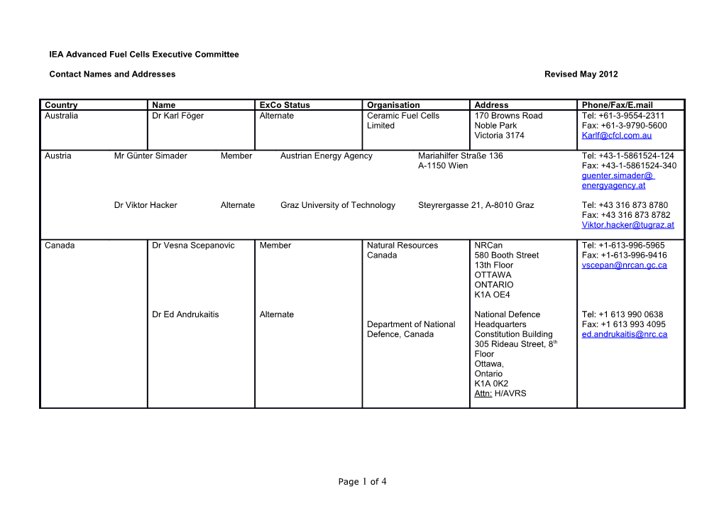 IEA Advanced Fuel Cells Executive Committee