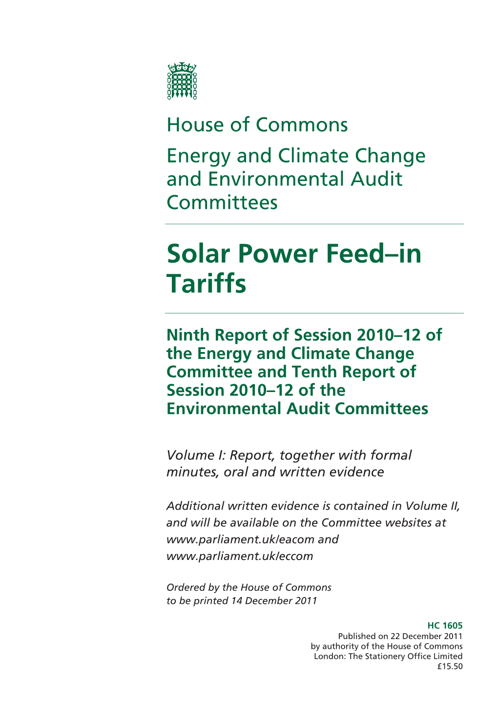 Solar Power Feed–In Tariffs