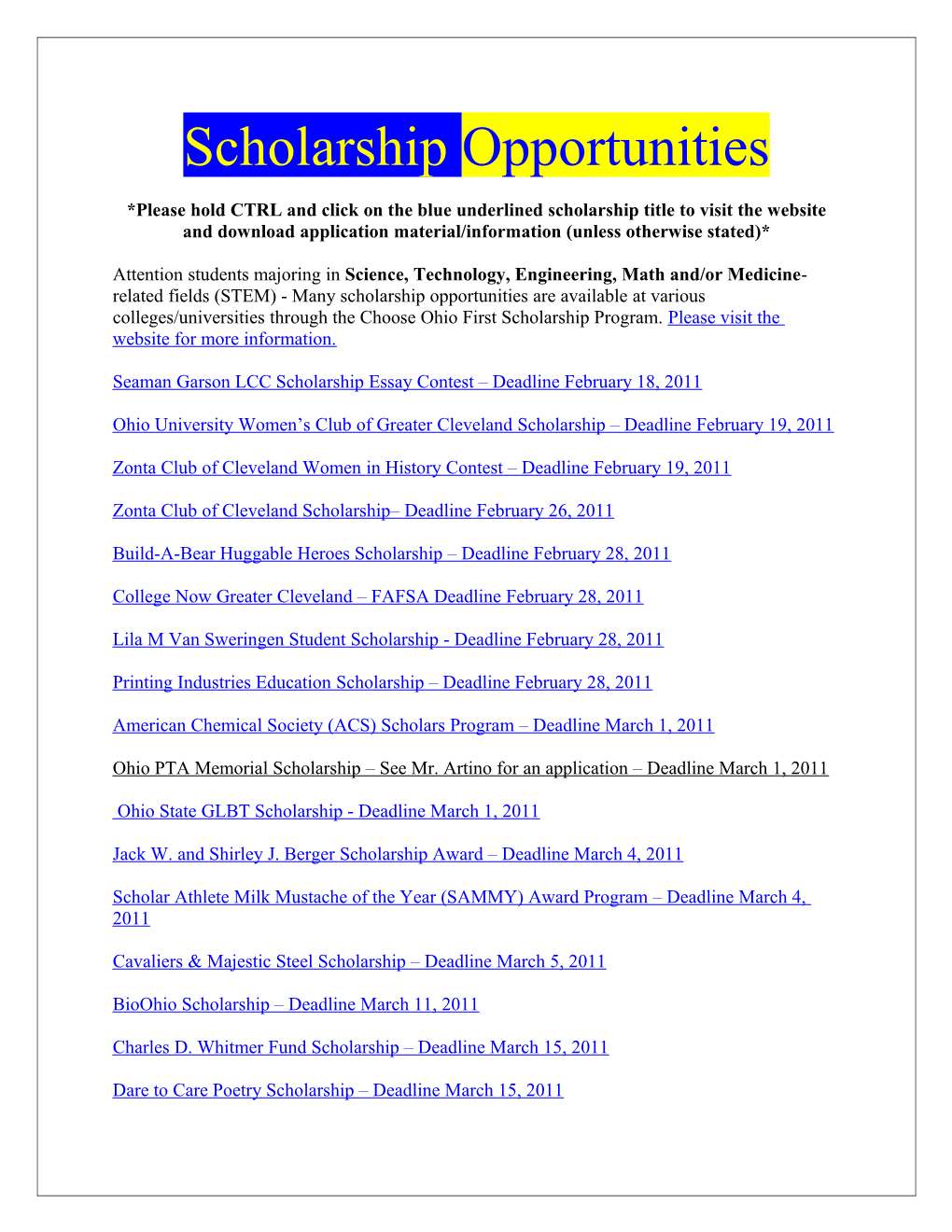 No Scholarship Opportunities Are Currently Available