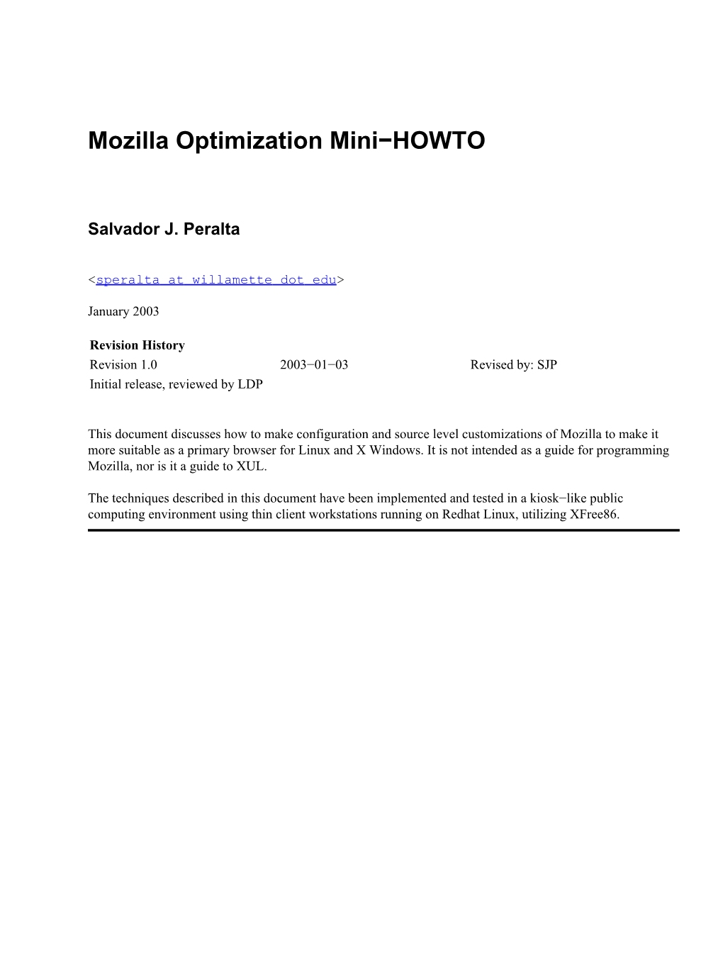 Mozilla Optimization Mini-HOWTO