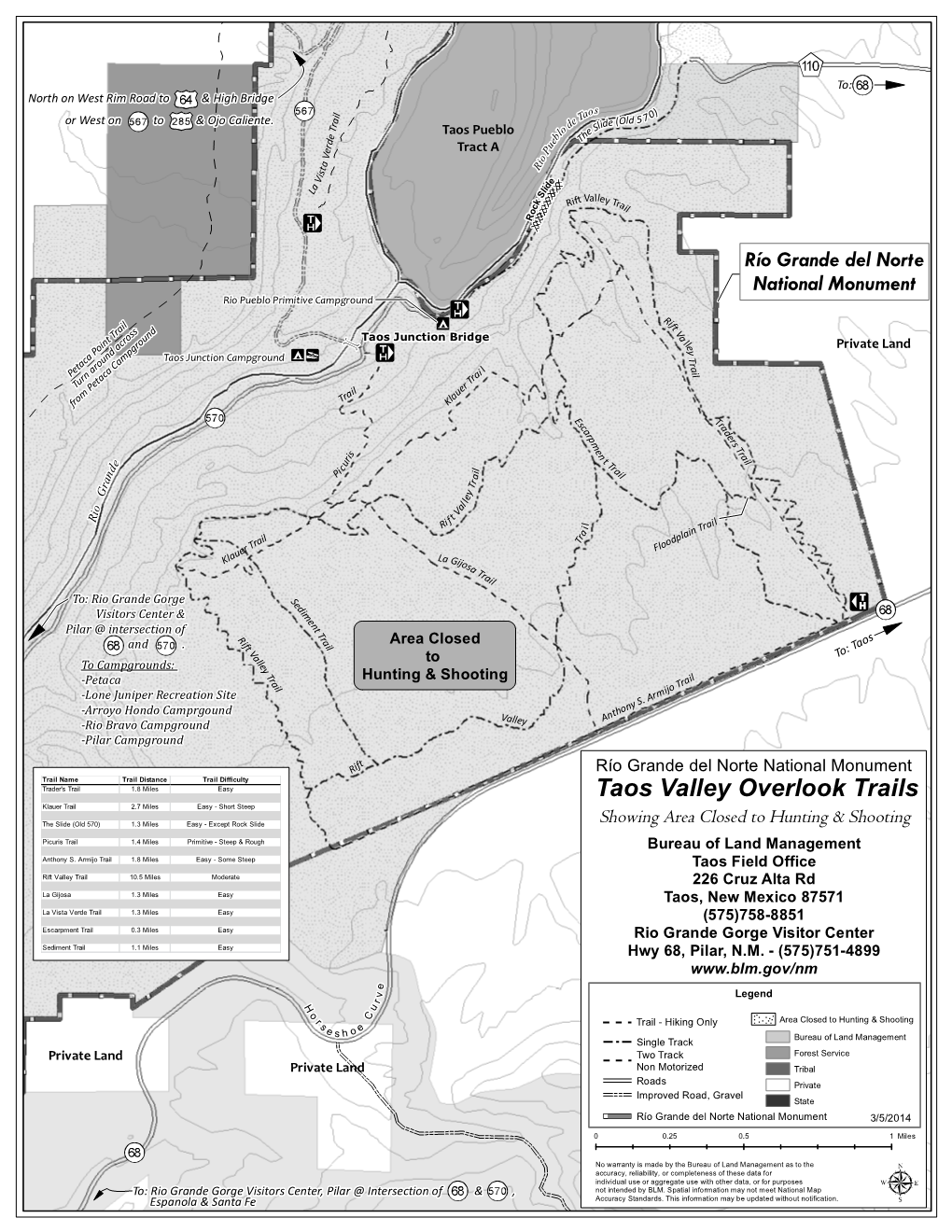 Taos Valley Overlook Trails Klauer Trail 2.7 Miles Easy - Short Steep