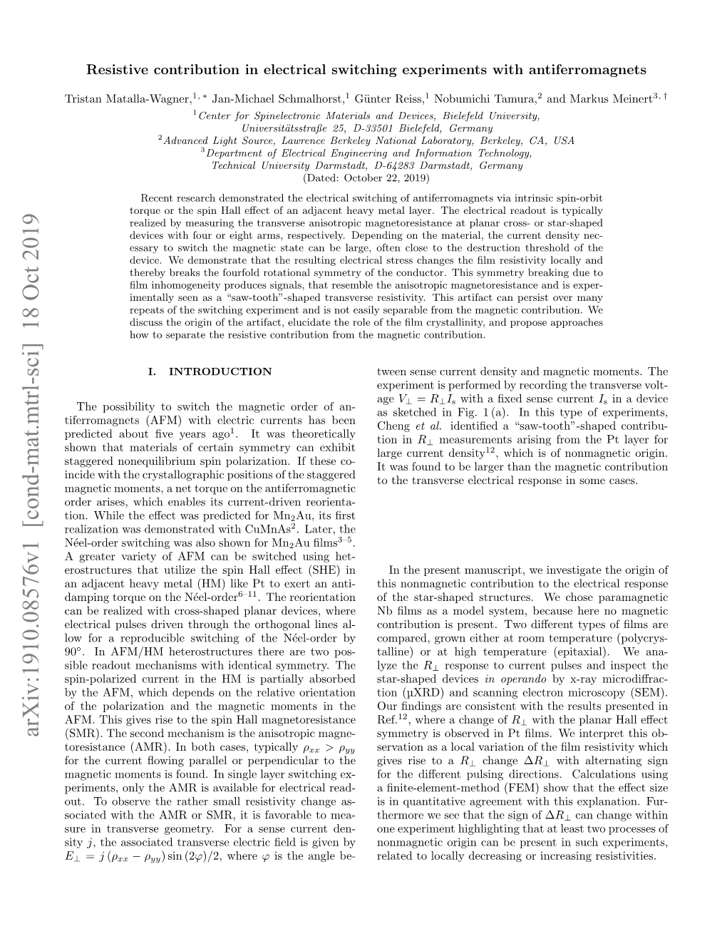 Arxiv:1910.08576V1 [Cond-Mat.Mtrl-Sci] 18 Oct 2019 (SMR)