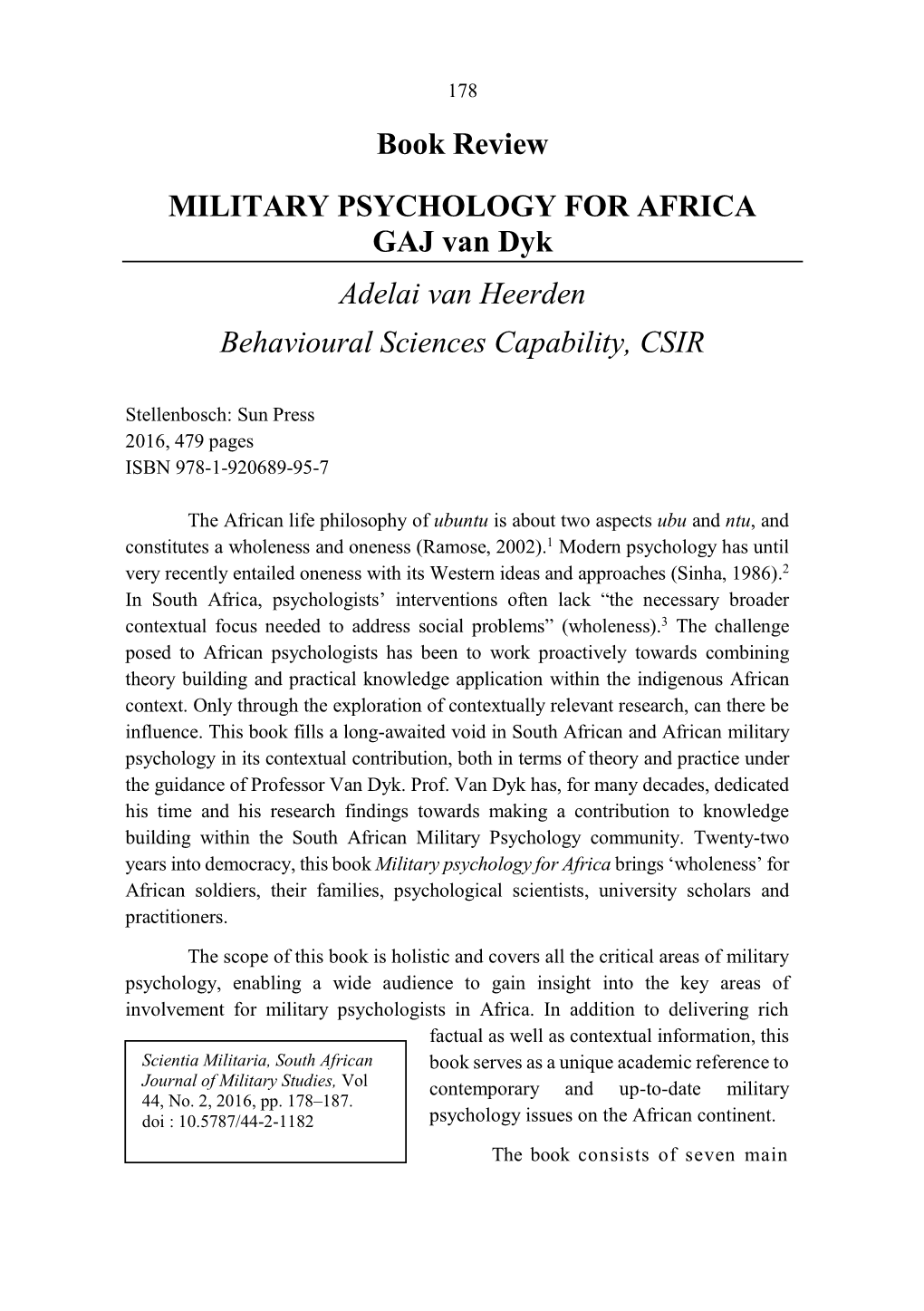 Book Review: Military Psychology for Africa