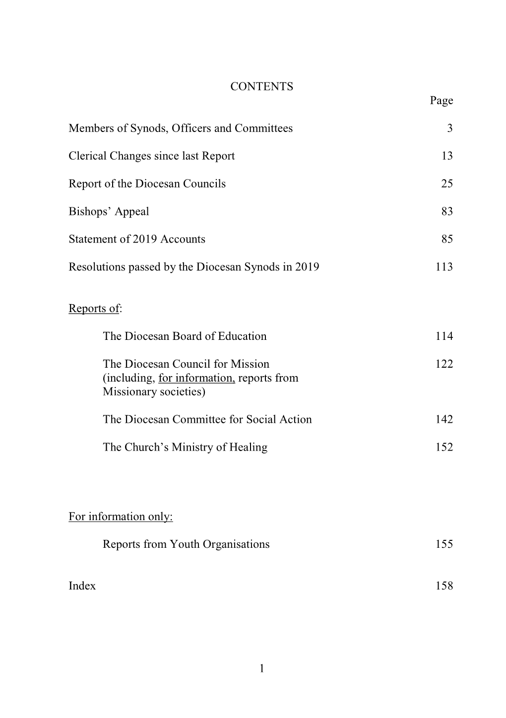 1 CONTENTS Page Members of Synods, Officers and Committees 3