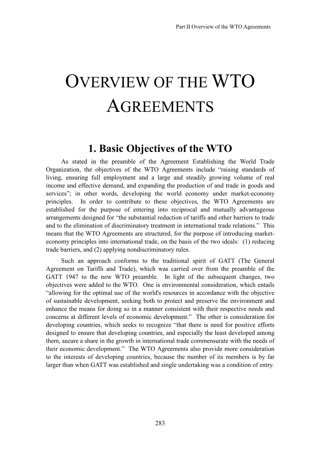 Overview of the WTO Agreements