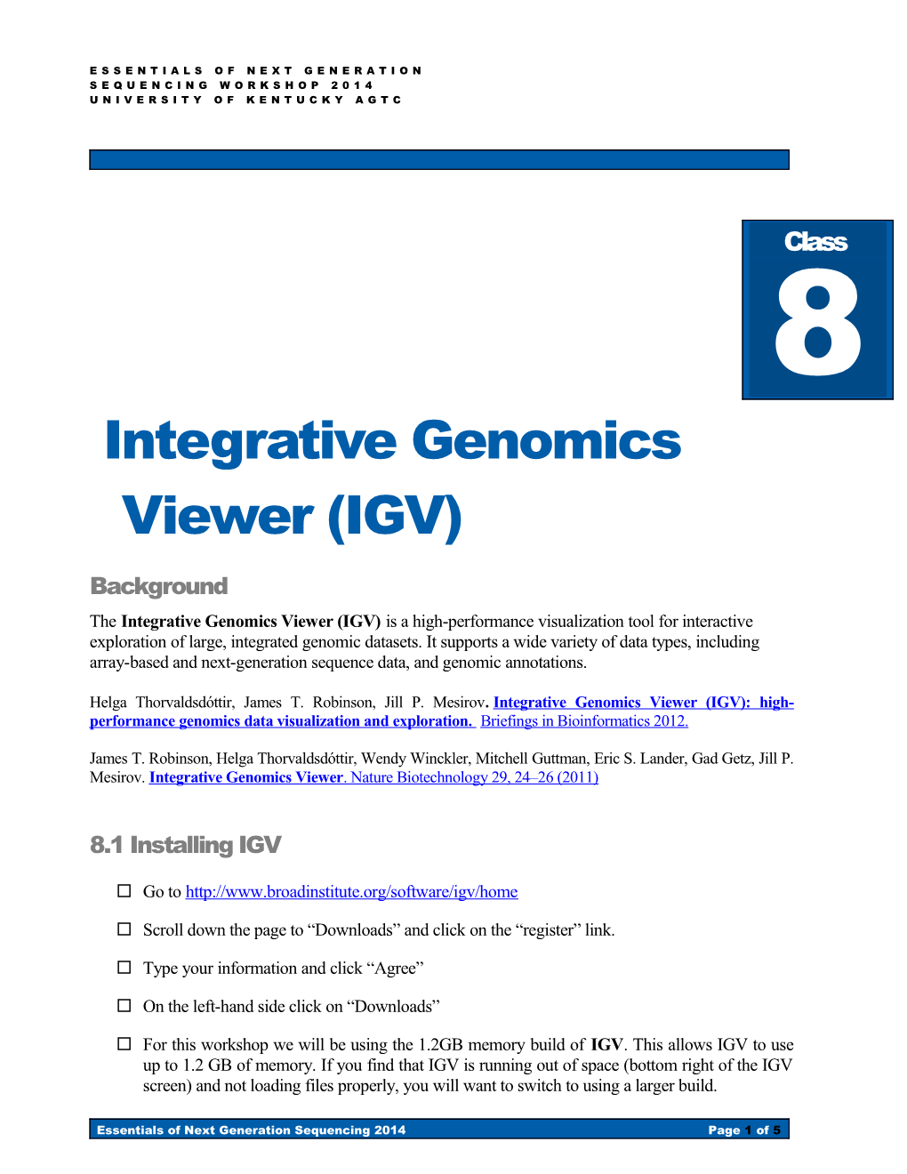 Essentials of Next Generation Sequencing 2013 Page 1 of 4