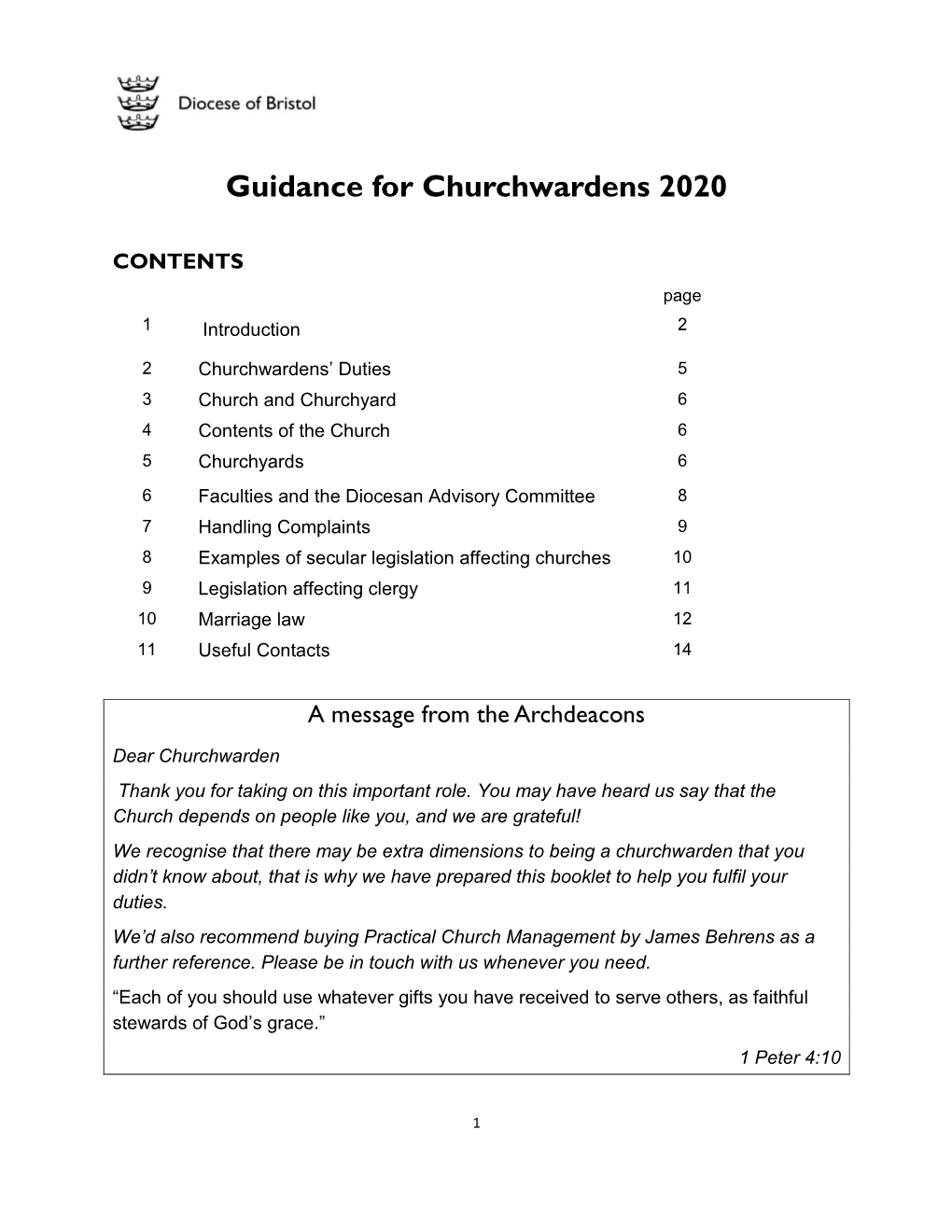 Guidance for Churchwardens 2020