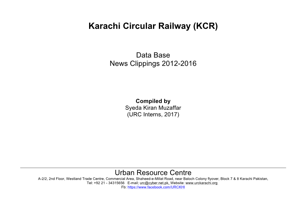 KCR News Clippings Data Base 2012-2016 by Kiran Feb 2017