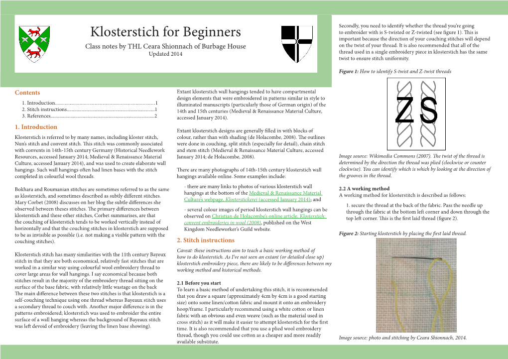 Klosterstich Instructions 2014