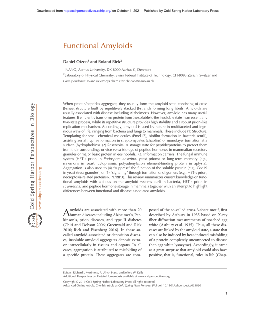 Functional Amyloids