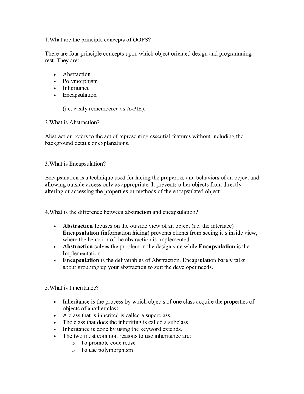 1.What Are the Principle Concepts of OOPS?