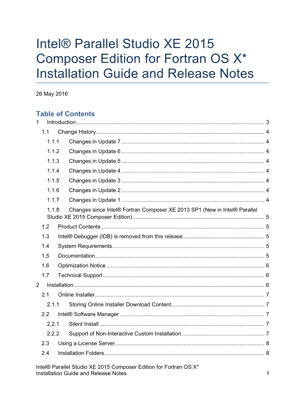 Intel® Parallel Studio XE 2015 Composer Edition for Fortran OS X* Installation Guide and Release Notes