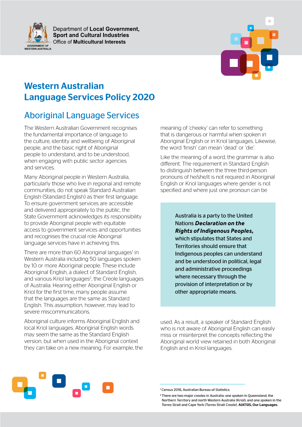 Western Australian Language Services Policy 2020