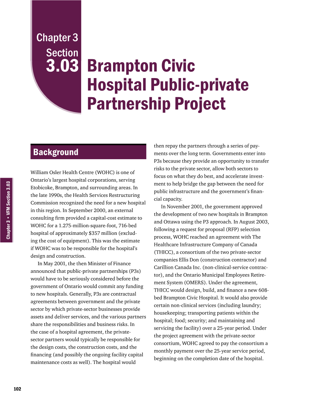 3.03 Brampton Civic Hospital Public-Private Partnership Project