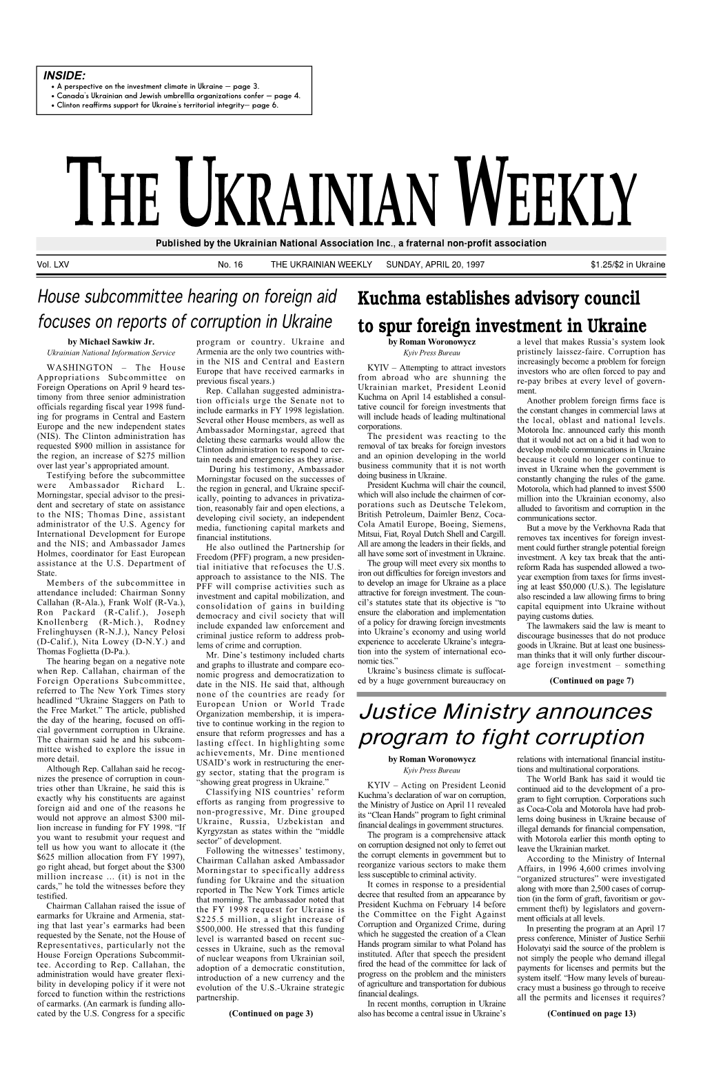 The Ukrainian Weekly 1997, No.16