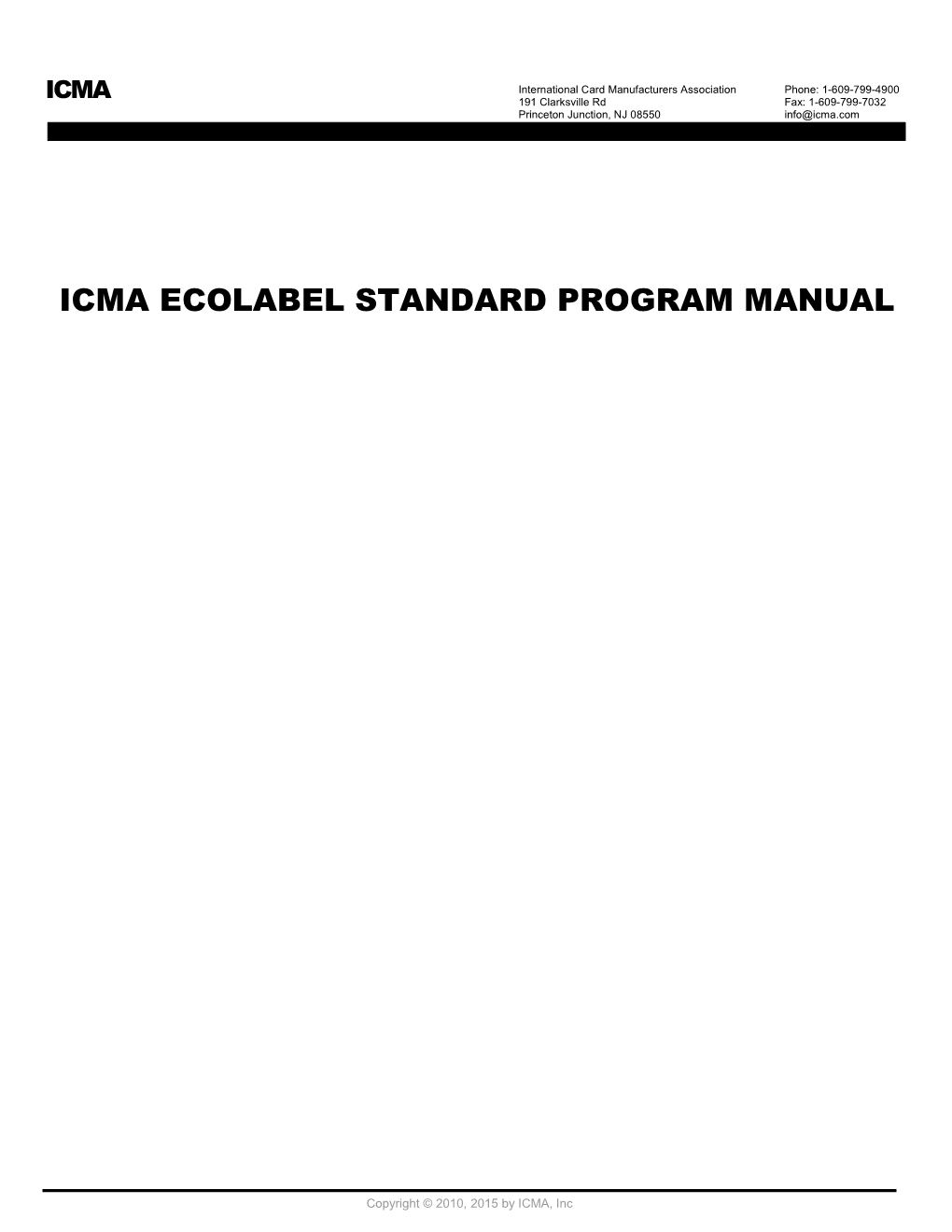 Icma Eco-Label Standard® Program Manual