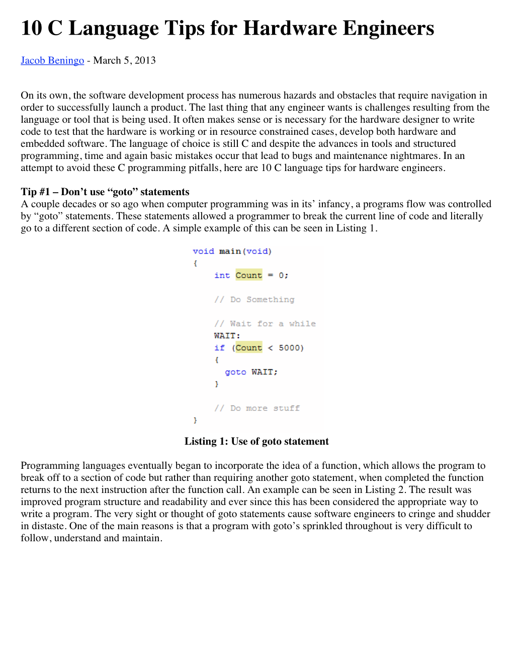 10 C Language Tips for Hardware Engineers