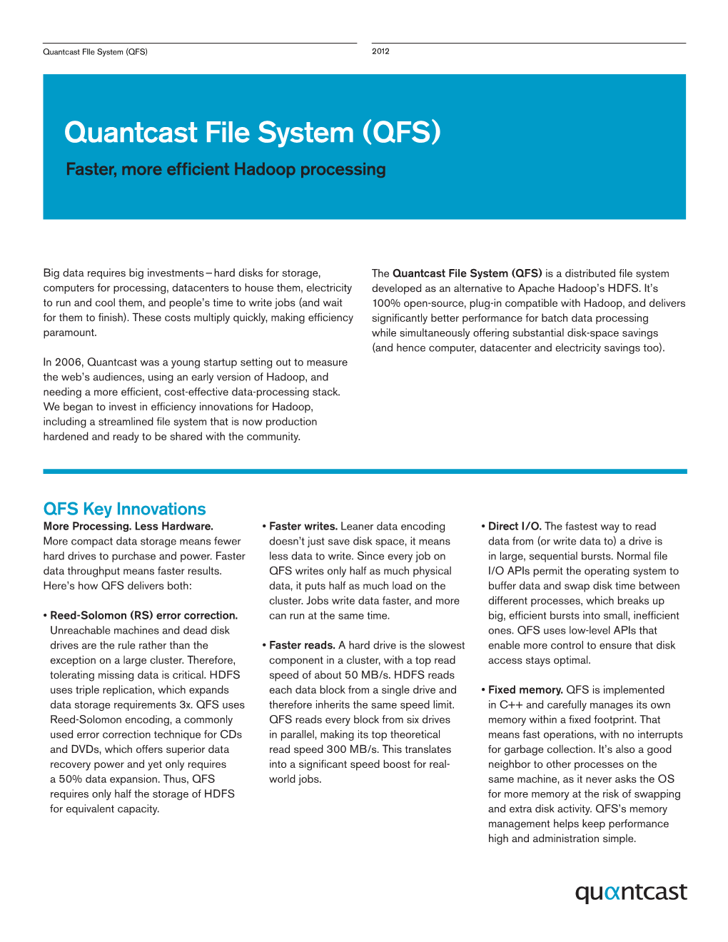 Quantcast File System (QFS) 2 012