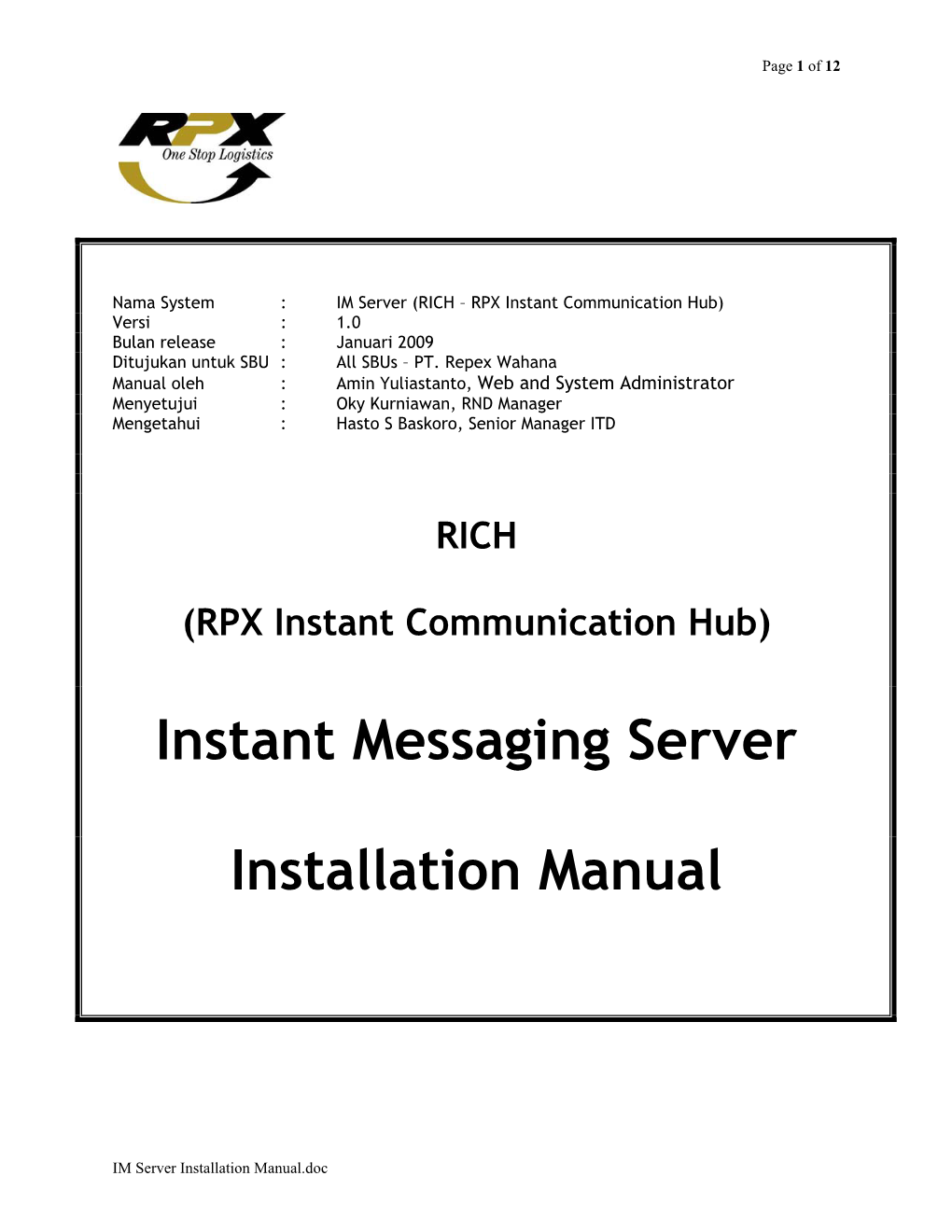 Instant Messaging Server Installation Manual