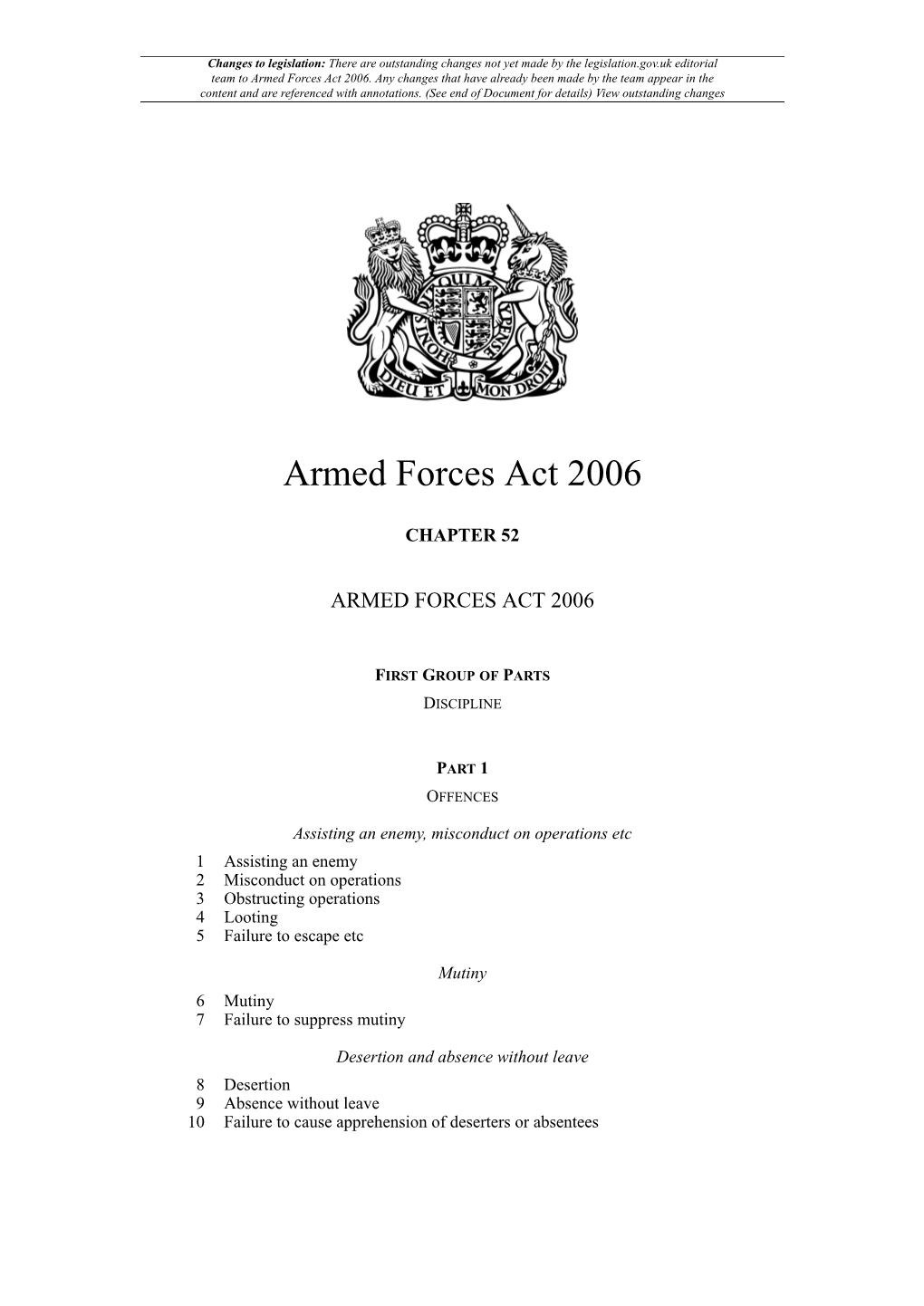 Armed Forces Act 2006