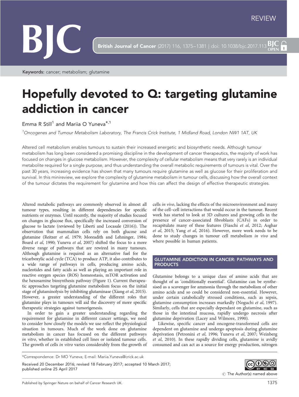Targeting Glutamine Addiction in Cancer