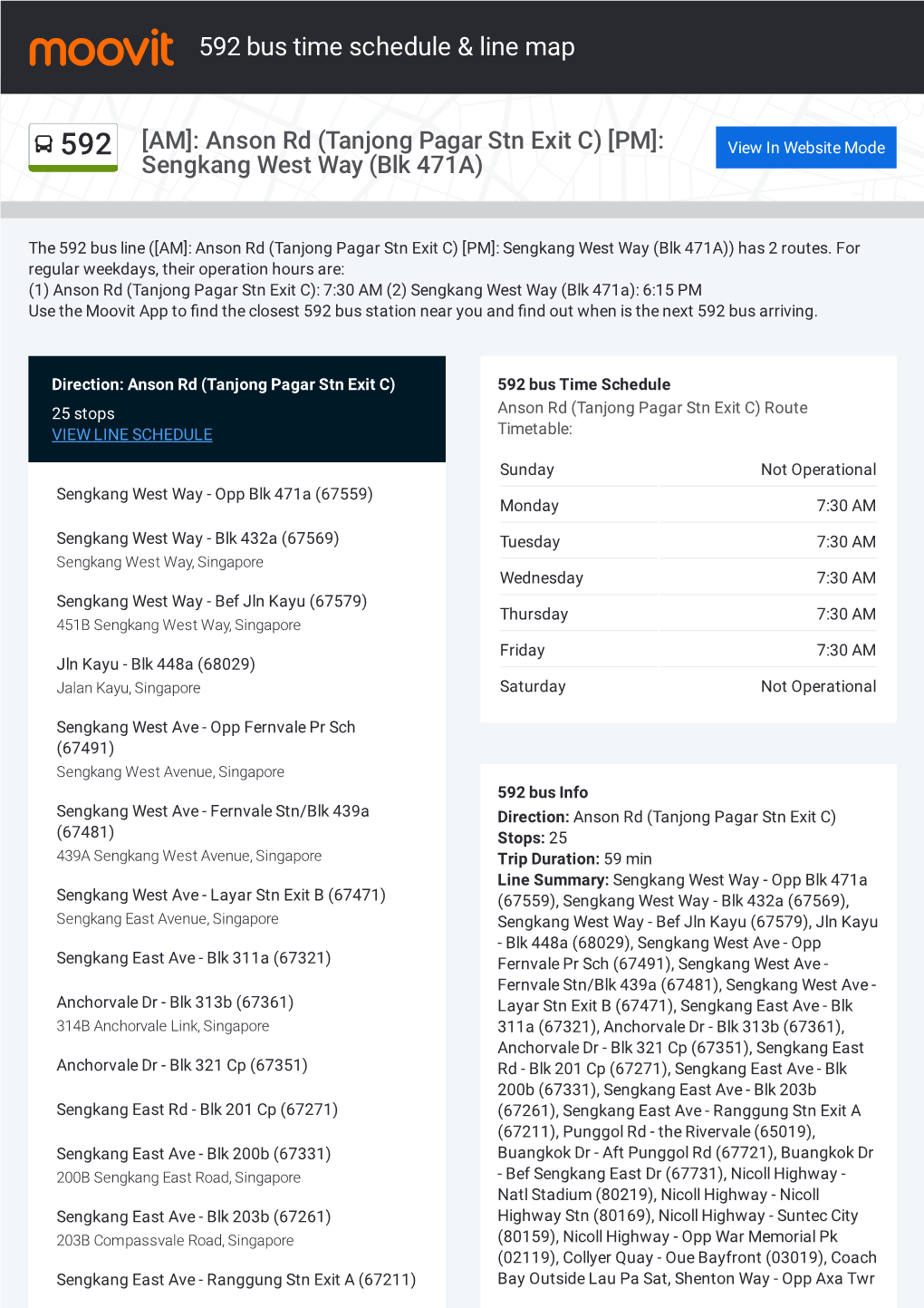 592 Bus Time Schedule & Line Route