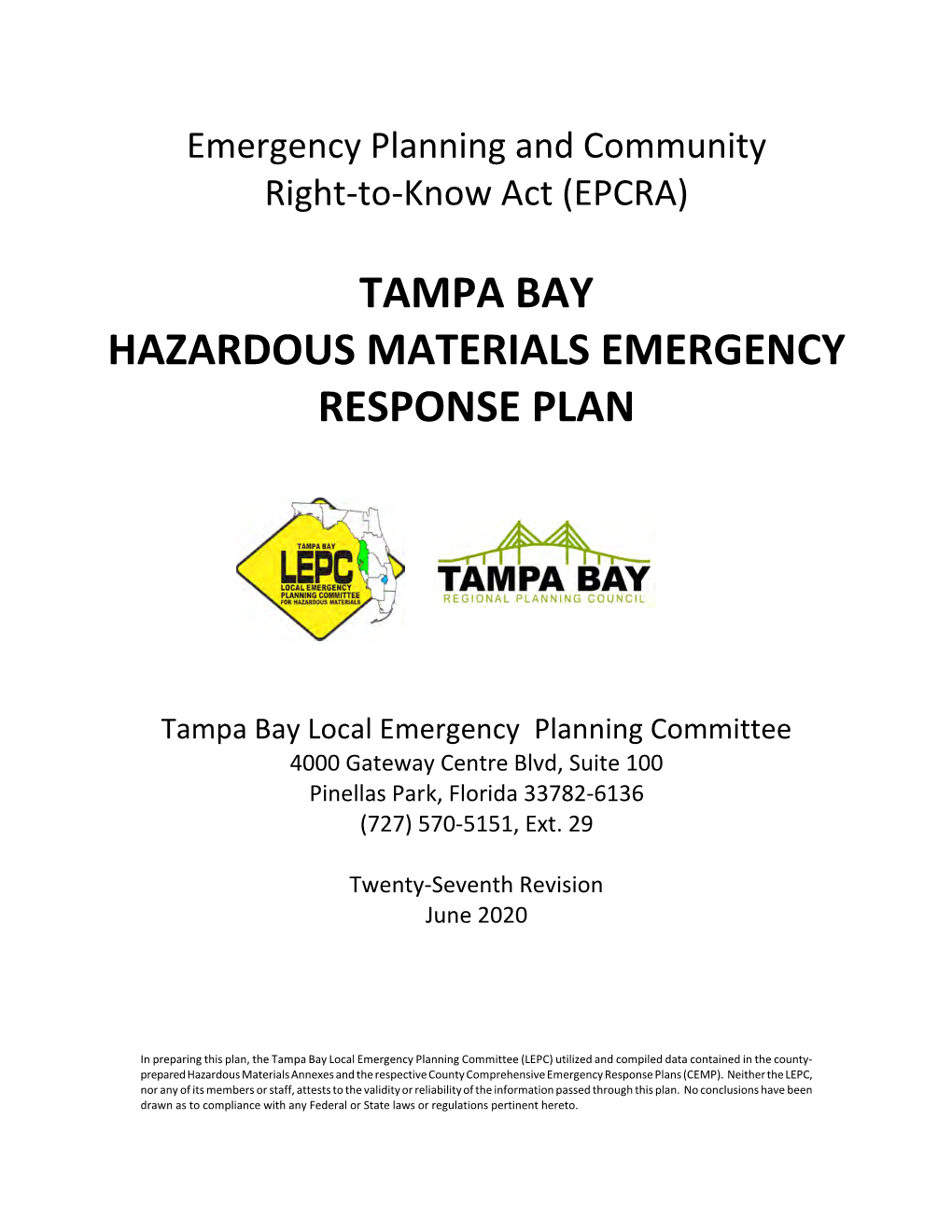 Tampa Bay Hazardous Materials Emergency Plan