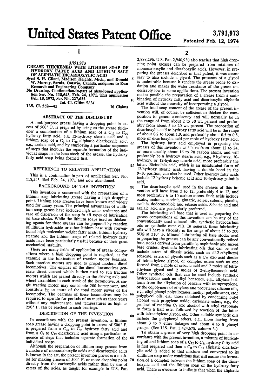 United States Patent Office Patented Feb