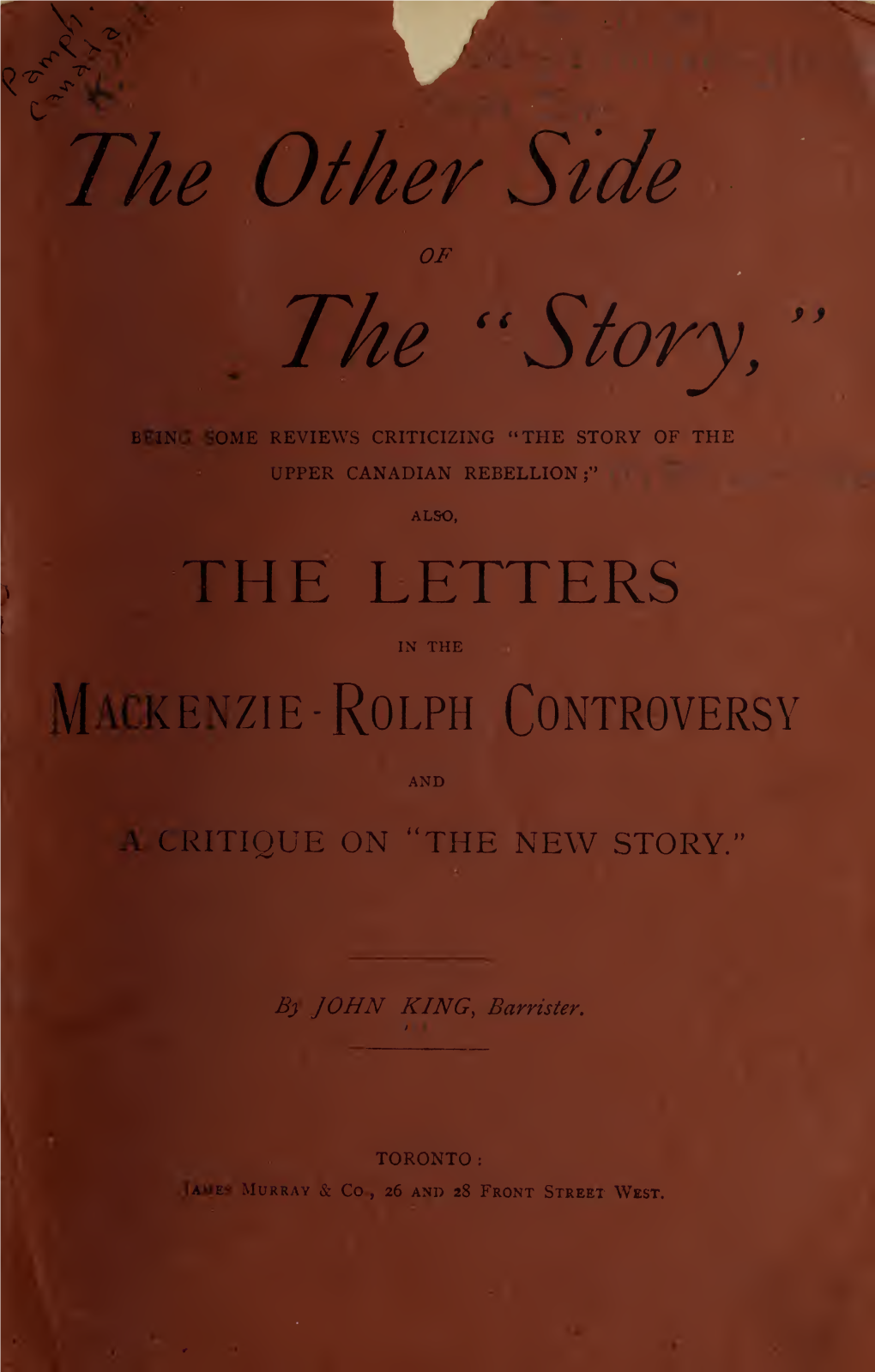 The Other Side of the "Story", Being Some Reviews of Mr. J.C. Dent's First