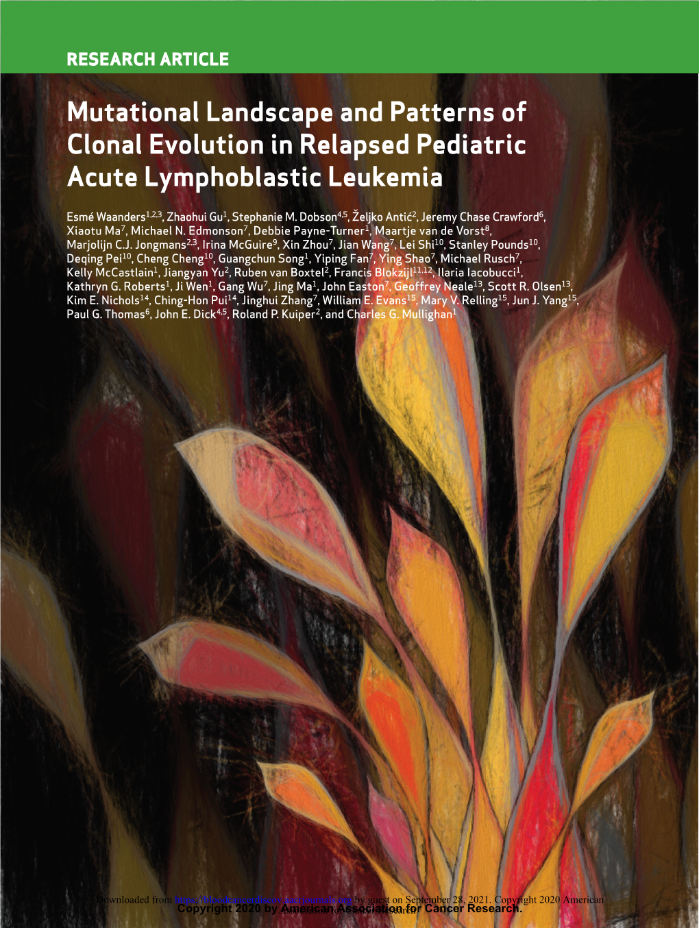 Mutational Landscape and Patterns of Clonal Evolution in Relapsed Pediatric Acute Lymphoblastic Leukemia