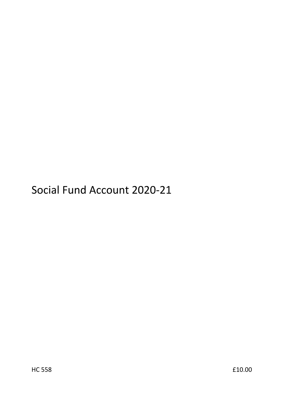 Social Fund Account 2020 to 2021