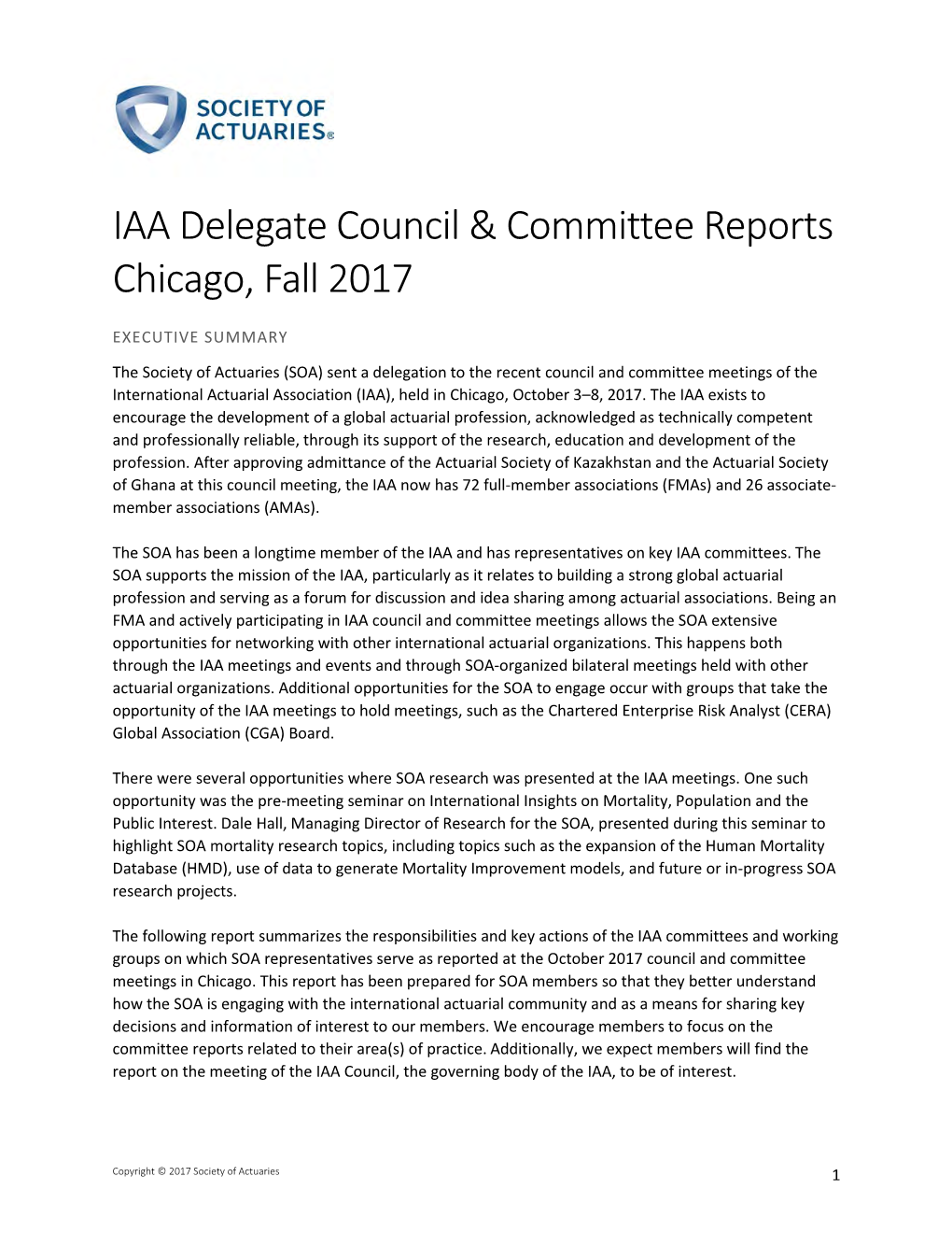 IAA Delegate Council & Committee Reports